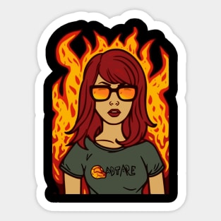 Daria on Fire Sticker